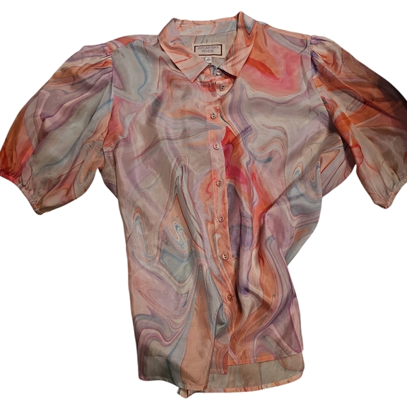 Johnny Was Silk Blouse Gorgeous Swirl Print  Laguna Vesper - Picture 5 of 9